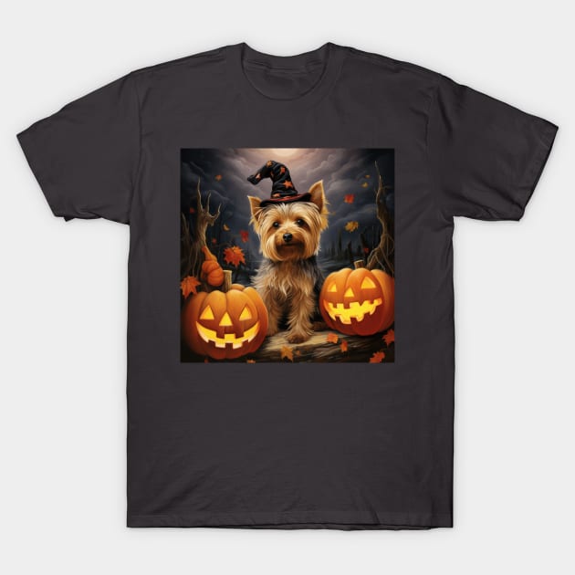 Australian Silky Terrier Halloween T-Shirt by NatashaCuteShop